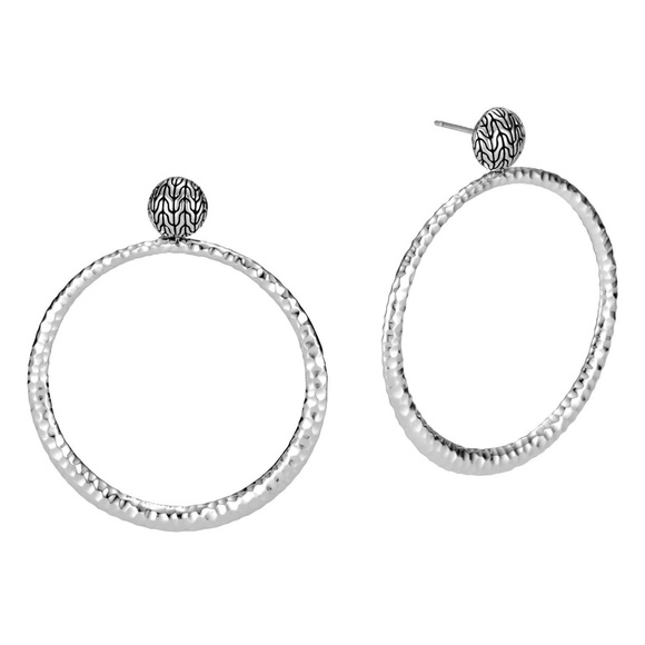 JOHN HARDY Classic Chain Hammered Round Earrings in Sterling Silver